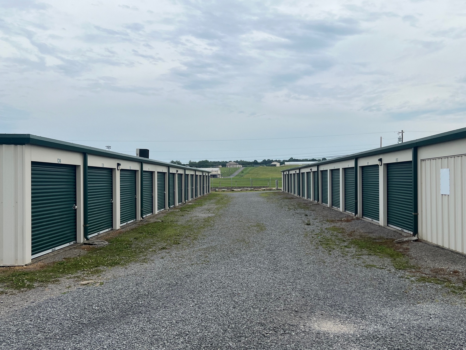 Interior hallway of climate-controlled storage units at Reedsville Storage Buildings